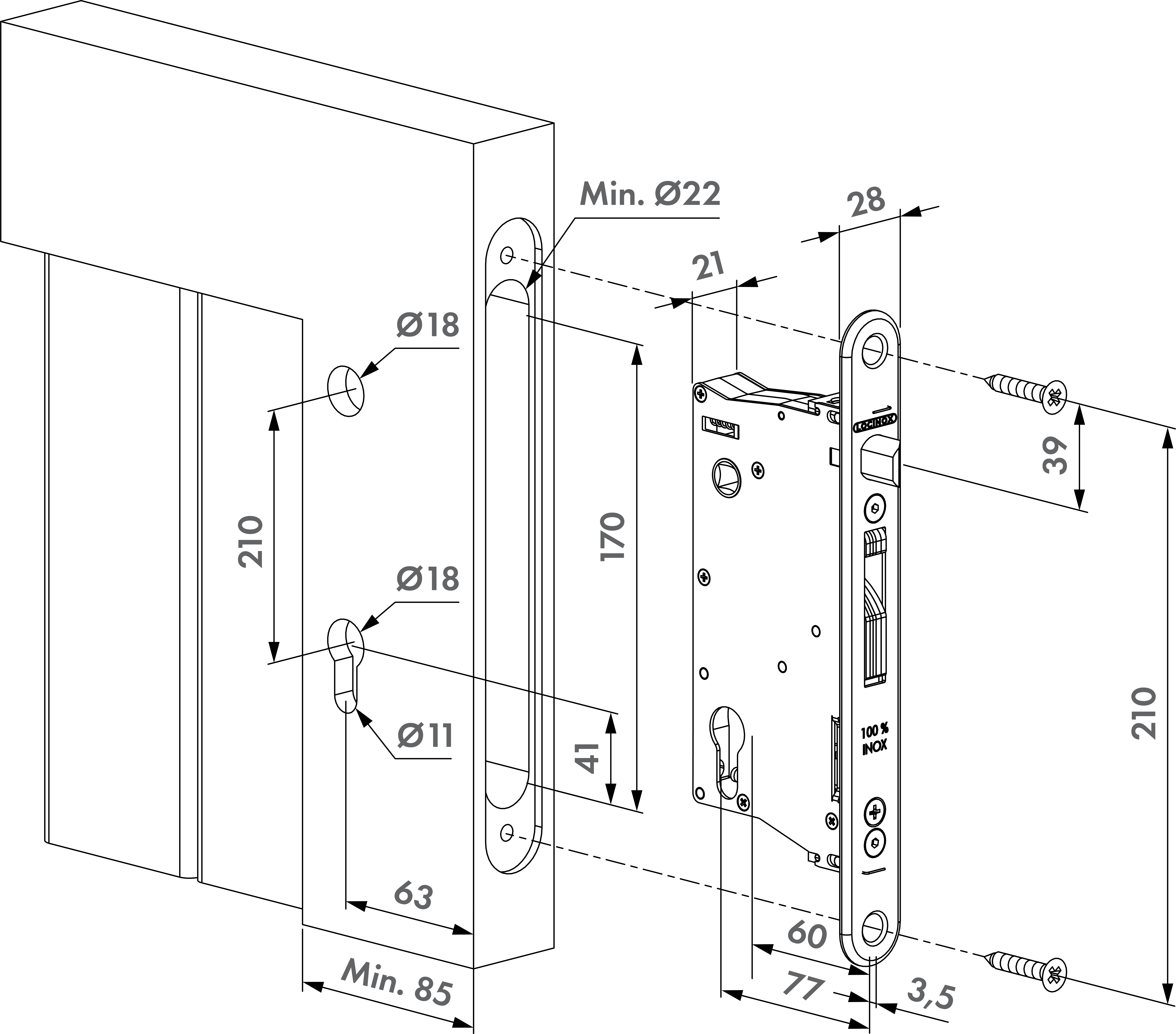 LOCINOX EIGHTYLOCK-W – crtež
