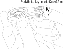 2. Podignite donji dio poklopca za približno 0,5 mm