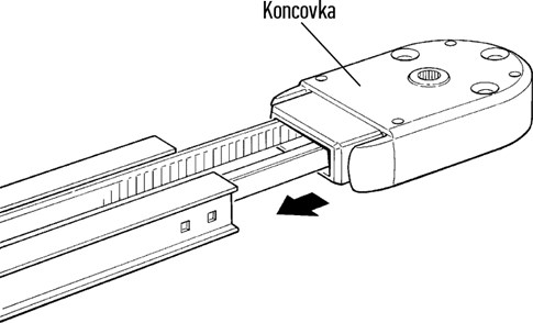 5. Učvrstite glavu na drugi kraj vodilice: