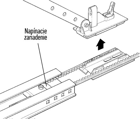 3. Pomaknite zatezni mehanizam u međupoložaj kako biste mogli izvući kolica iz vodilice: